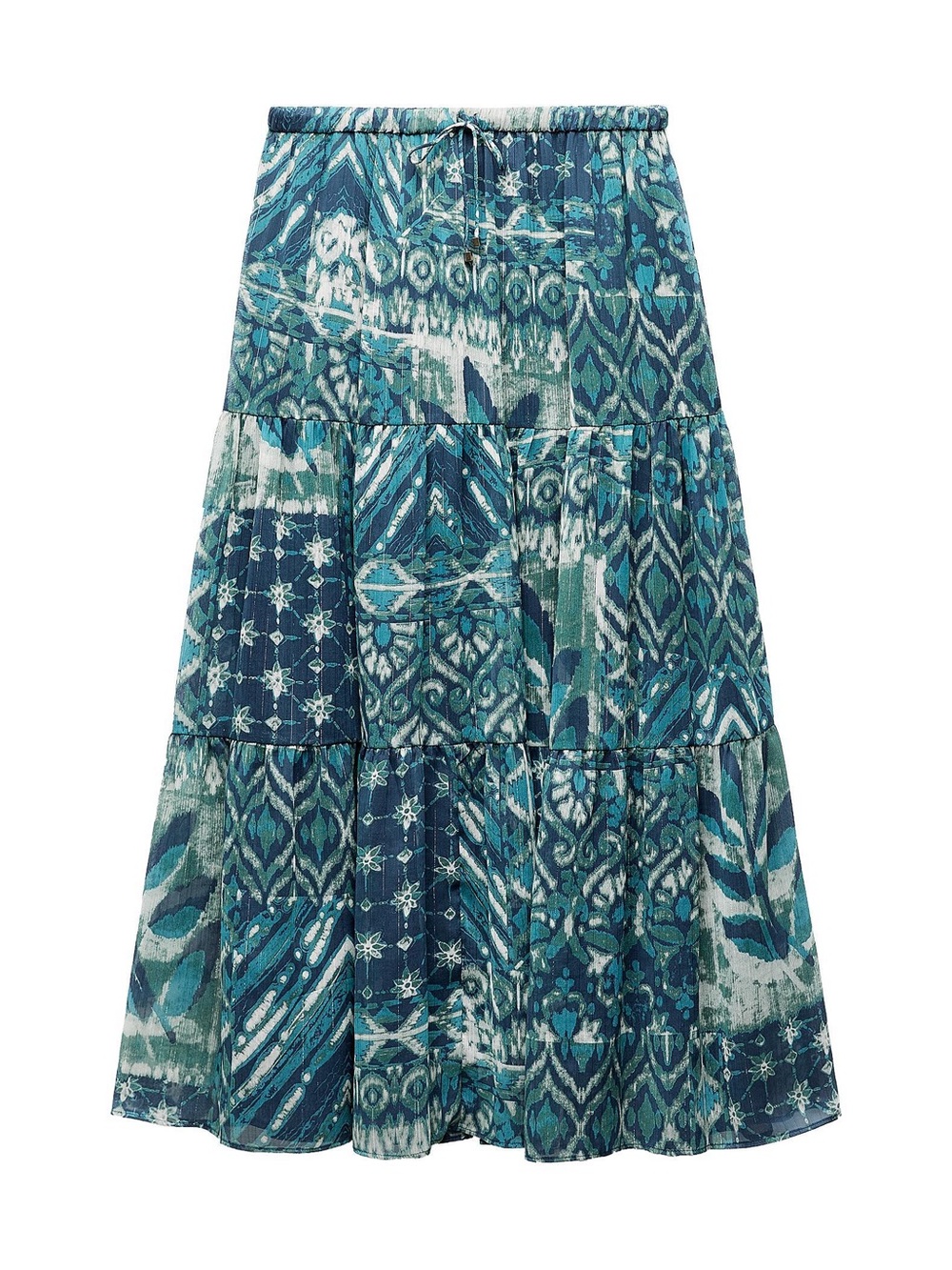 Zara Boho Tiered Patchwork Midi Skirt